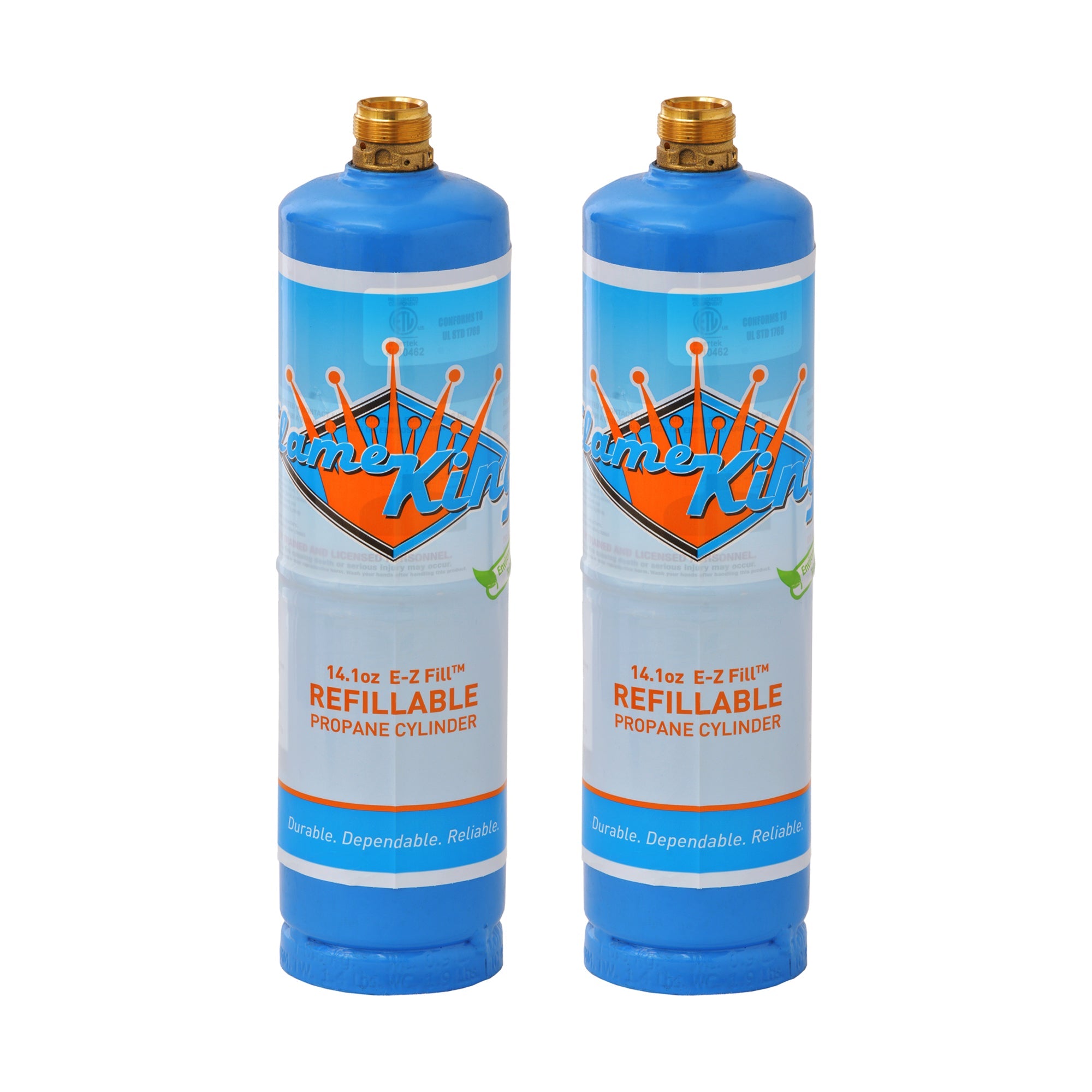 Flame King 1lb Refillable Propane Tank Welding LP Cylinder 14.1 - 2 Pack Eco Friendly Sustainable Tank