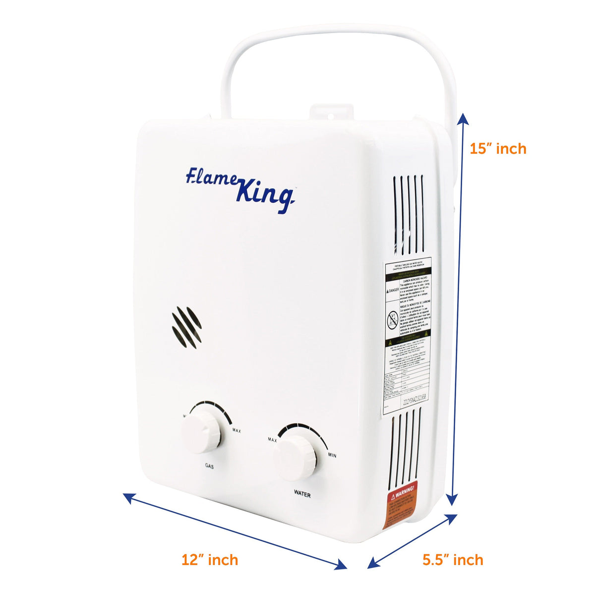 Flame King Tankless Outdoor Portable Camping Hot Shower Propane Gas 5L 1.32GPM Water Heater 34,000 BTU