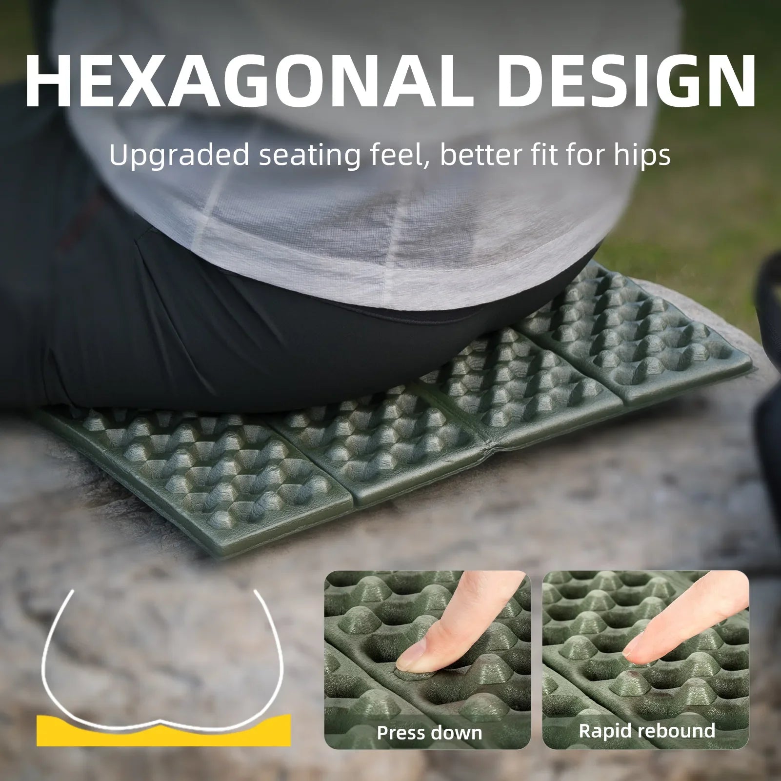 Folding Seat Pad Mat with Foam for Hiking & Camping, Lightweight & Portable