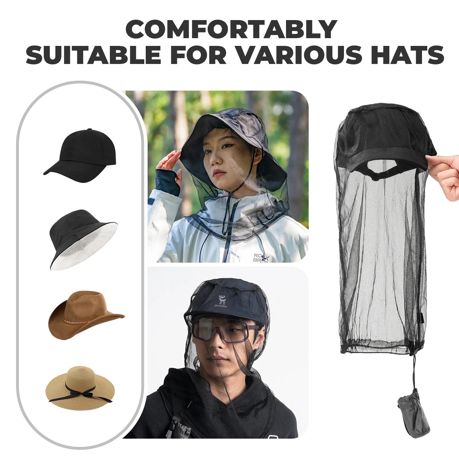 Mosquito Head Net Mesh for Hiking & Outdoors
