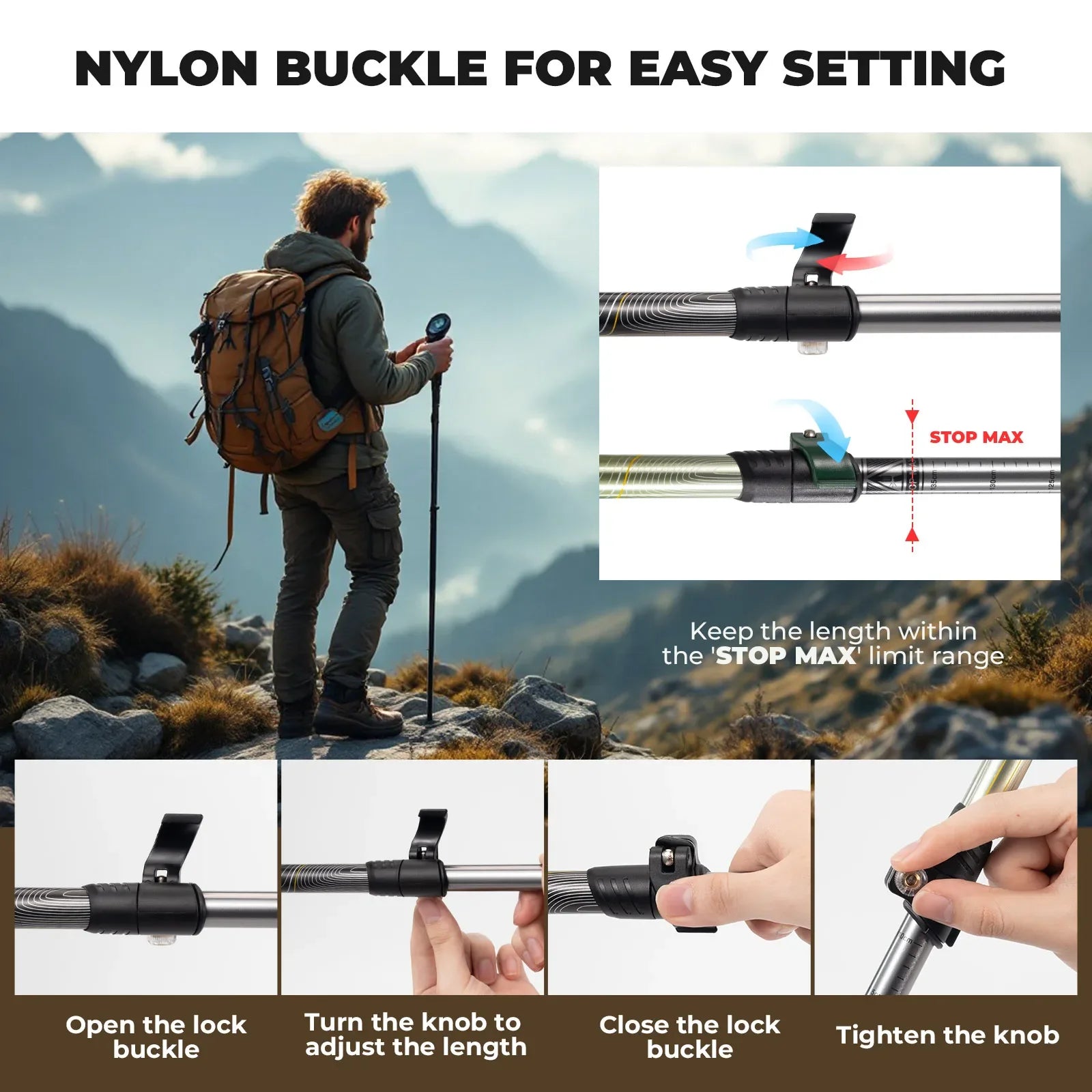 Ultra-Light 3-Section Trekking Pole