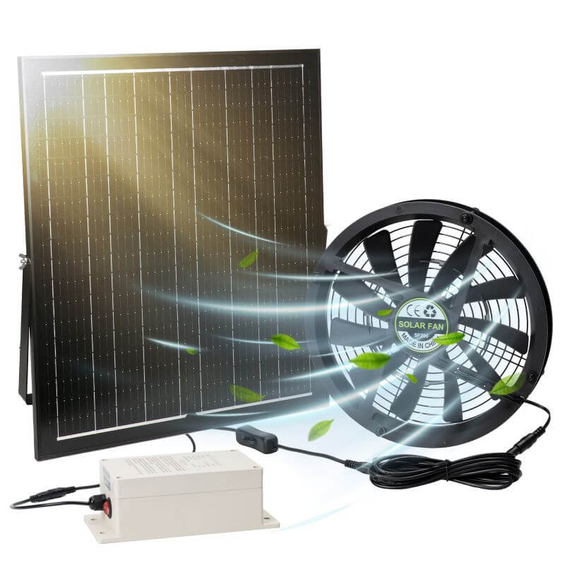 10" Solar Exhaust Intake Fan with Battery&amp;42W Solar Panel