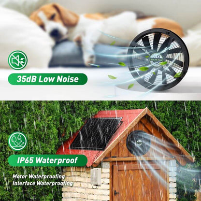 10" Solar Exhaust Intake Fan with Battery&amp;42W Solar Panel