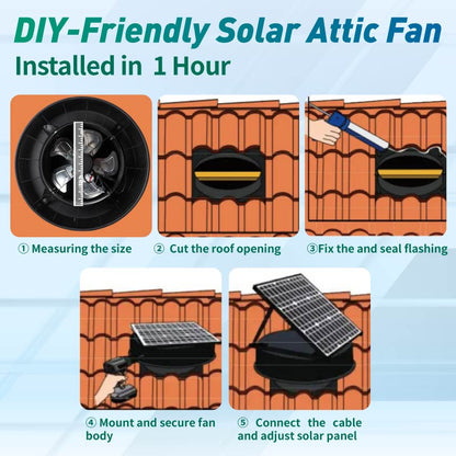 12" Solar Attic Vent Fan -55W
