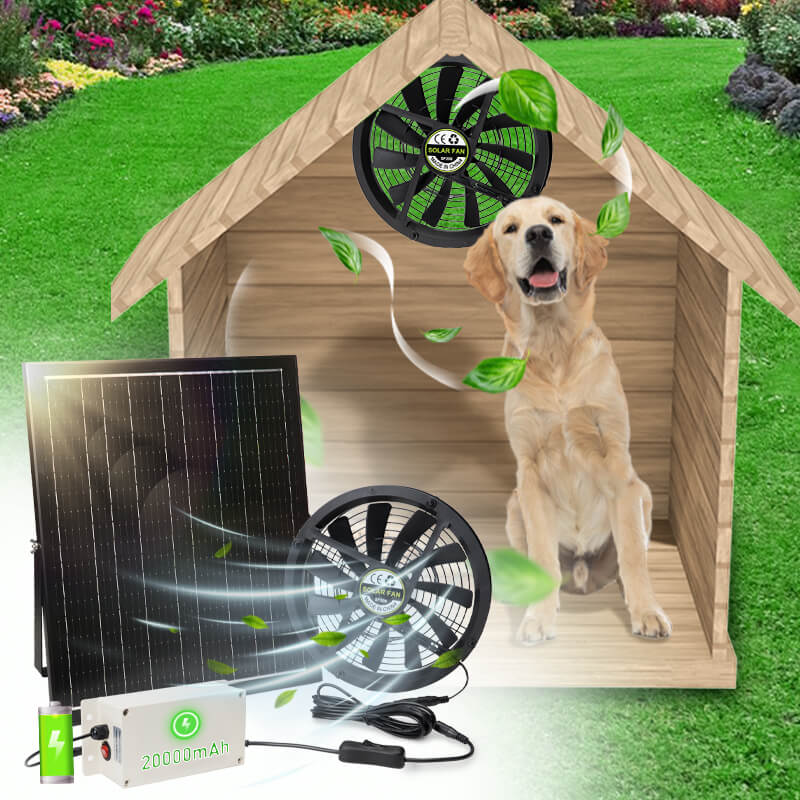 10" Solar Exhaust Intake Fan with Battery&amp;42W Solar Panel
