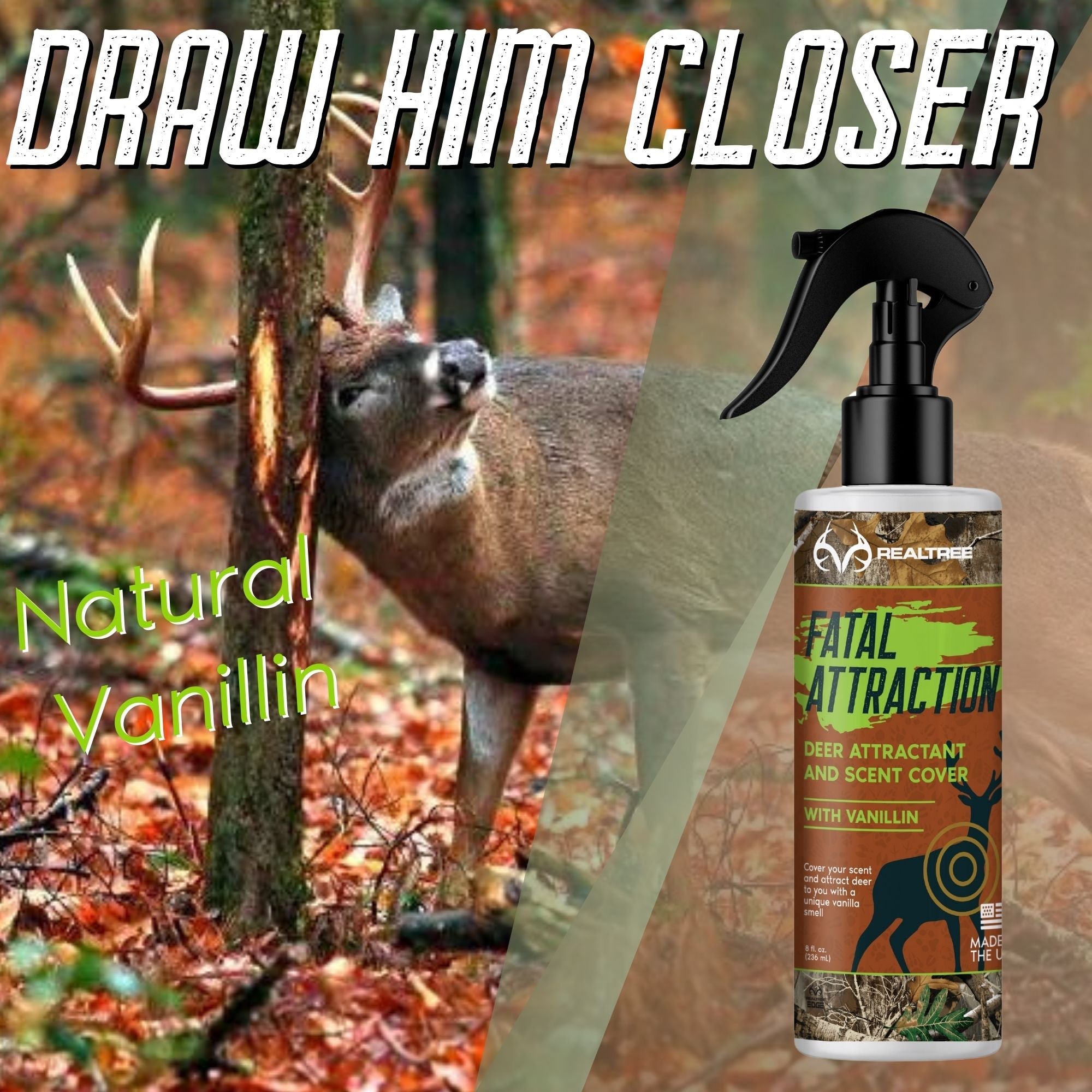 Deer Sugar; Realtree Fatal Attraction Vanillin Deer Attractant &amp; Scent Cover