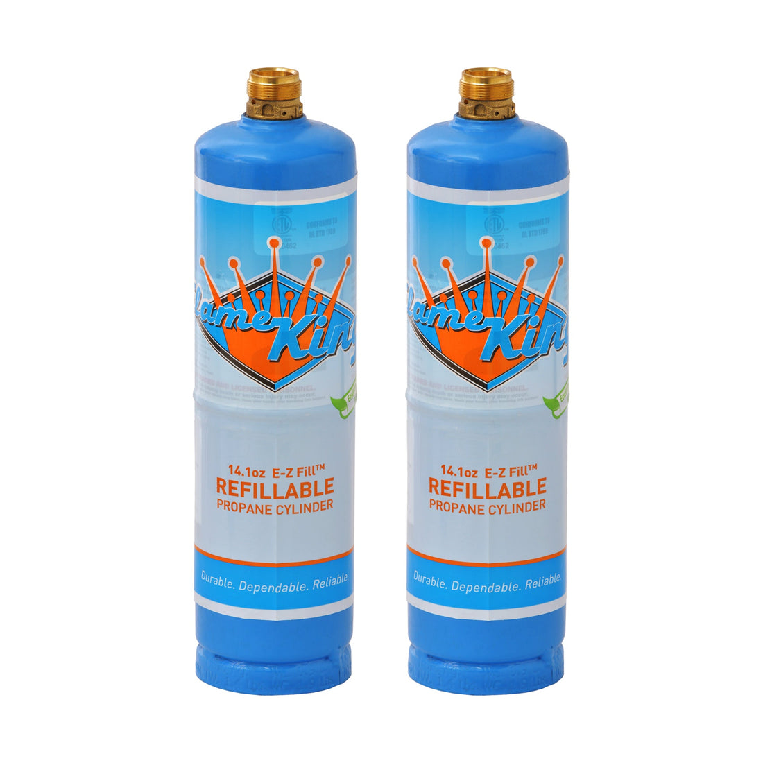 Flame King 1lb Refillable Propane Tank Welding LP Cylinder 14.1 - 2 Pack Eco Friendly Sustainable Tank