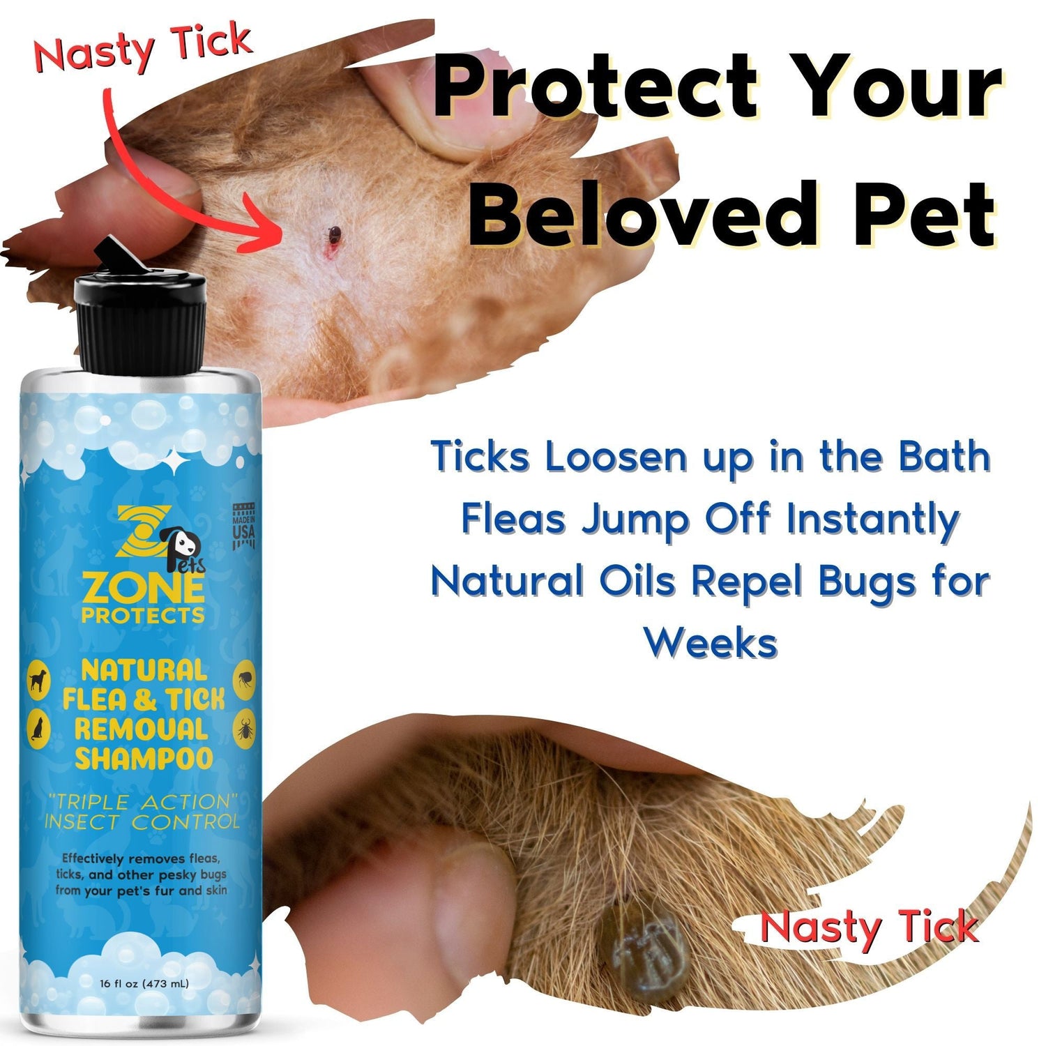 Natural Flea &amp; Tick Removal Shampoo - Citrus Scented