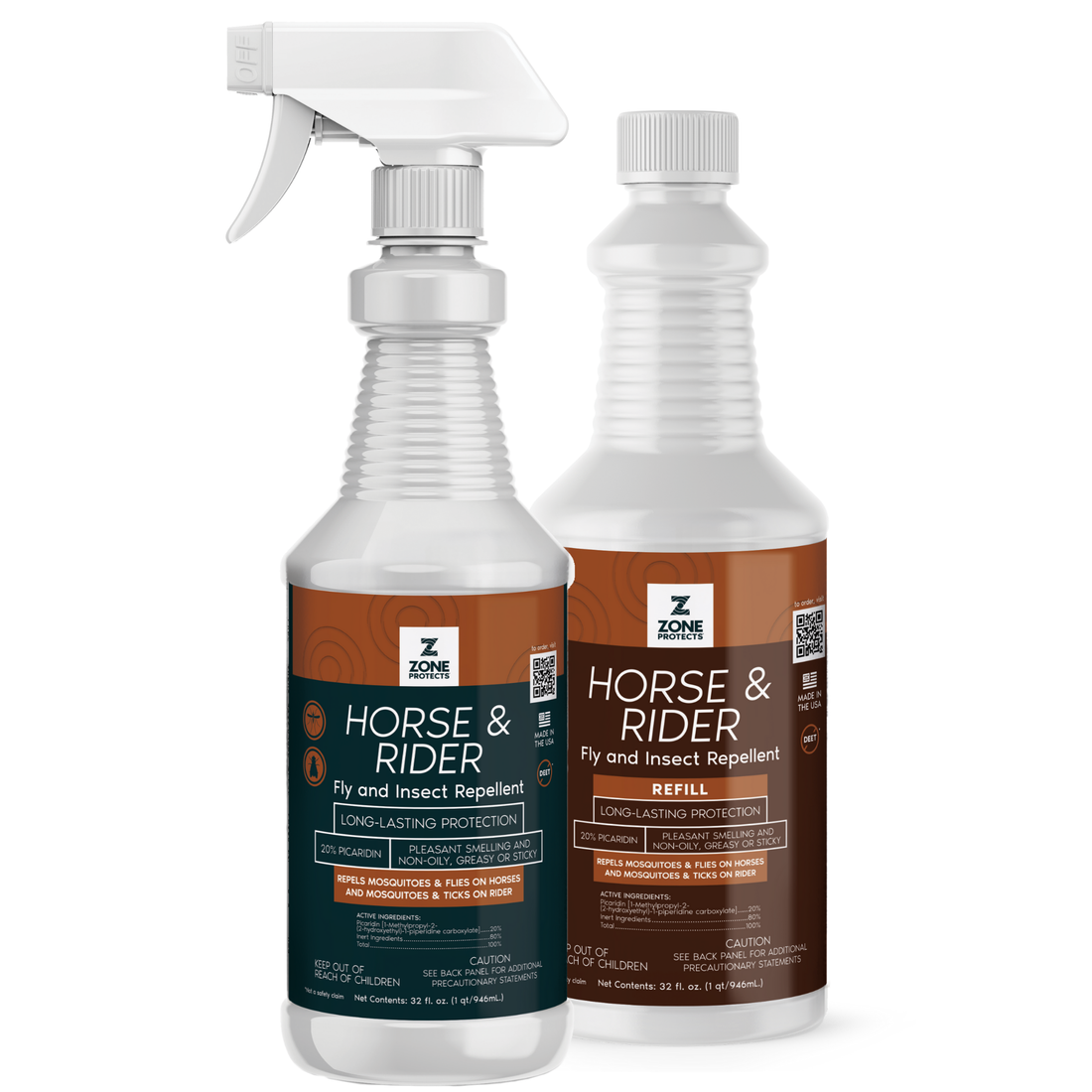 Horse &amp; Rider Fly &amp; Insect Repellent Spray-Refill, 32oz Bundle