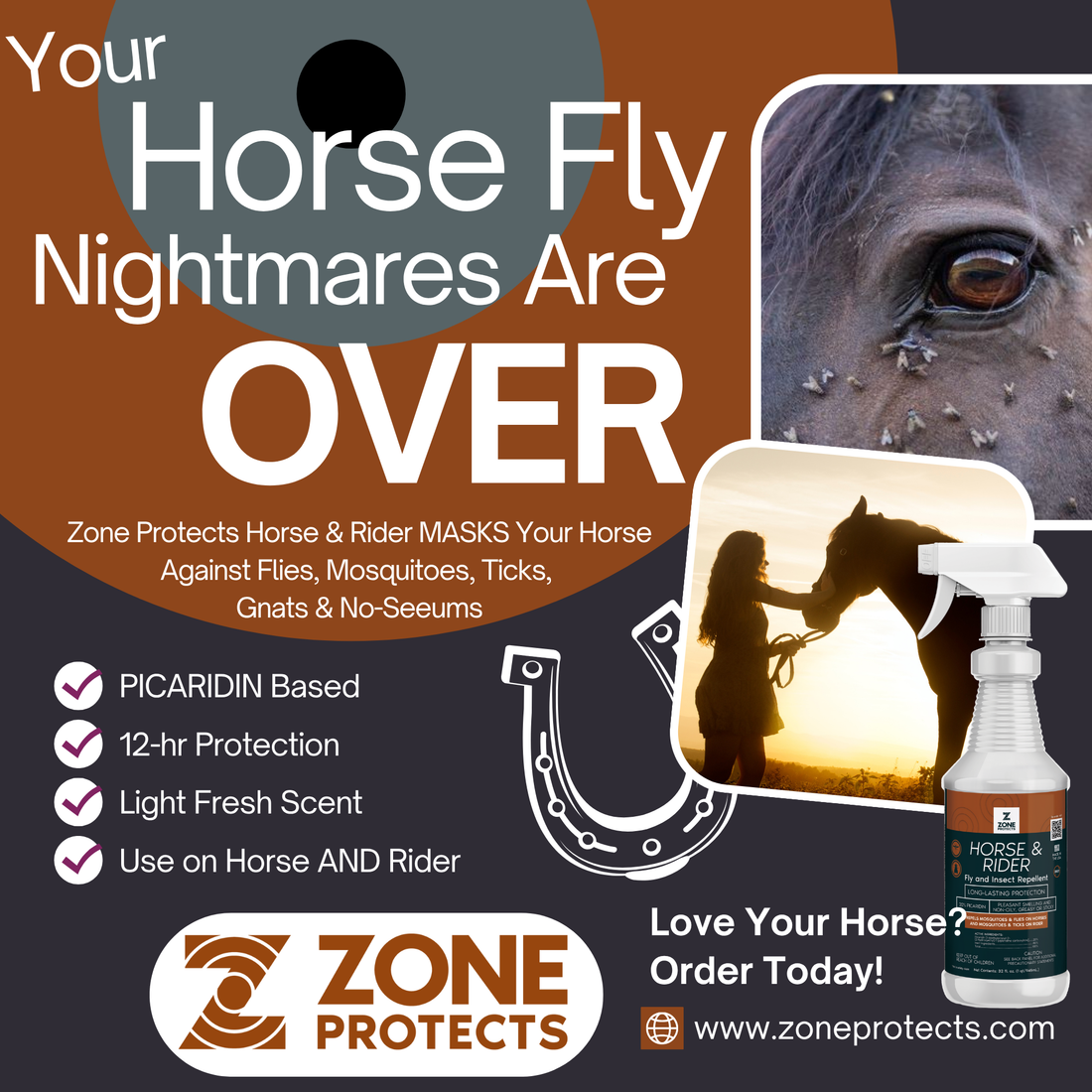 Horse &amp; Rider Fly &amp; Insect Repellent Spray, 32oz Trigger Sprayer