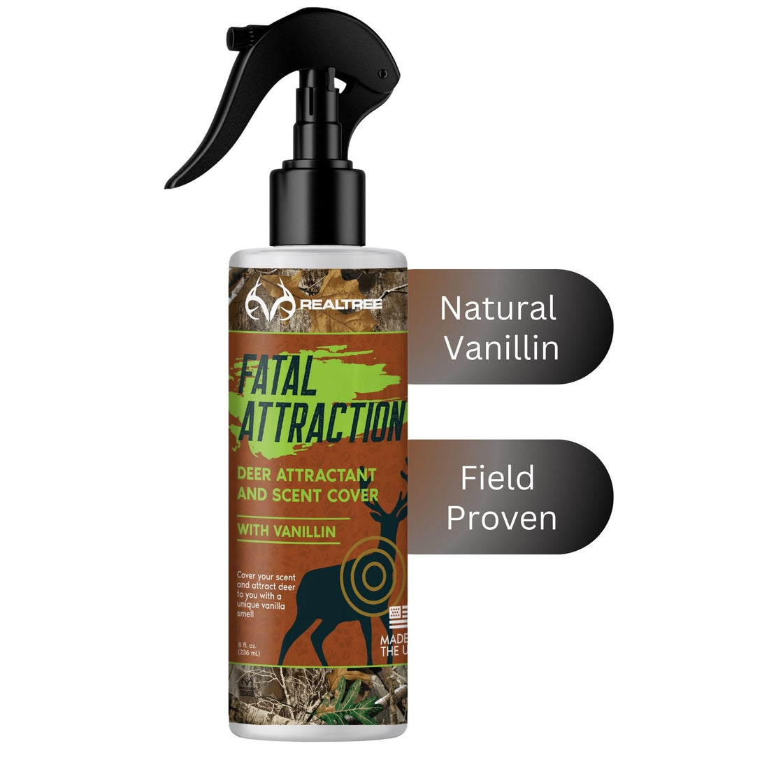 Deer Sugar; Realtree Fatal Attraction Vanillin Deer Attractant &amp; Scent Cover