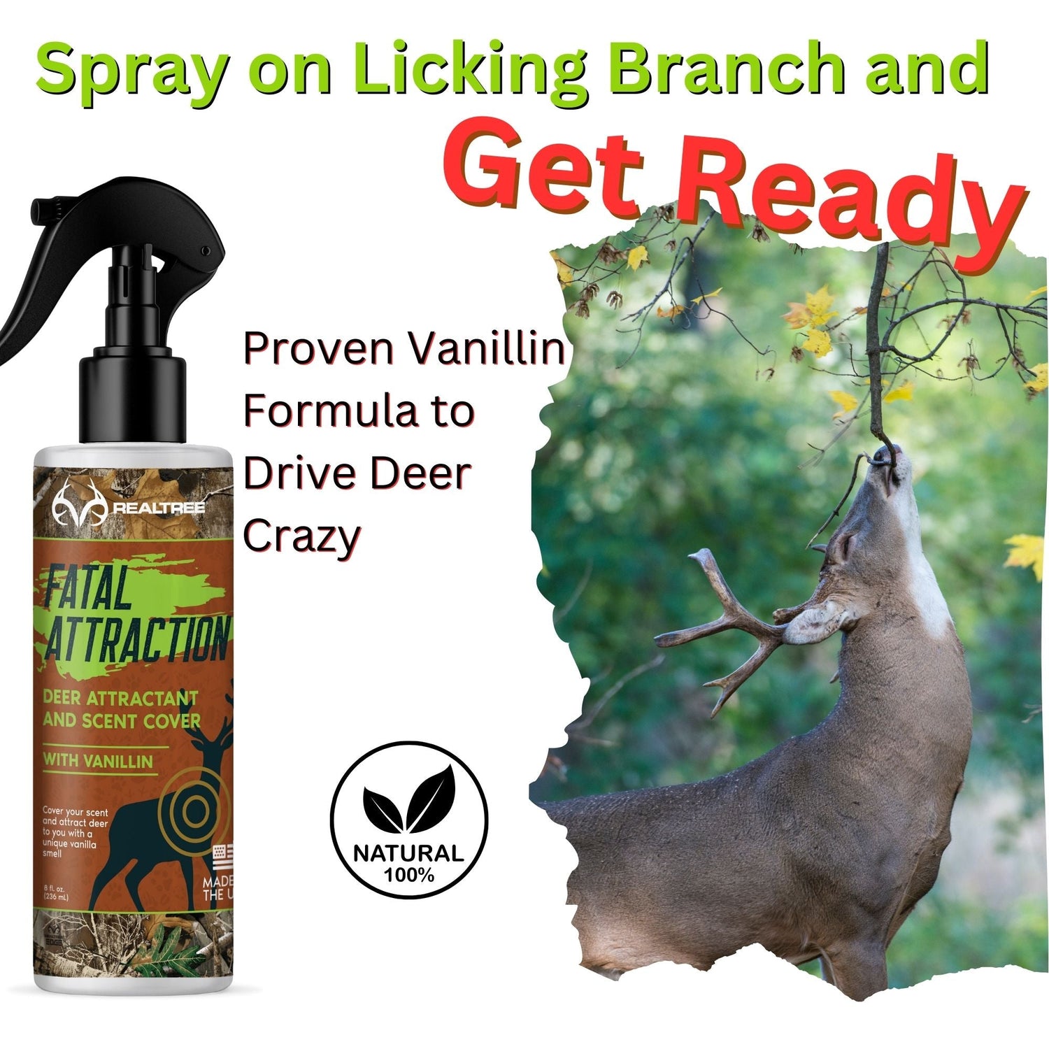 Deer Sugar; Realtree Fatal Attraction Vanillin Deer Attractant &amp; Scent Cover