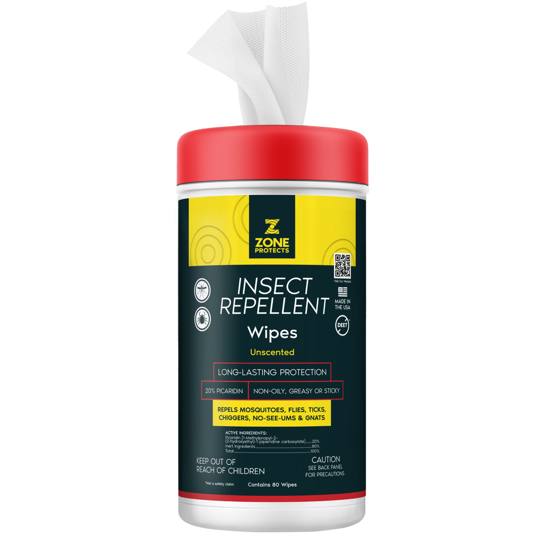 Unscented Picaridin Wipes, 80-ct