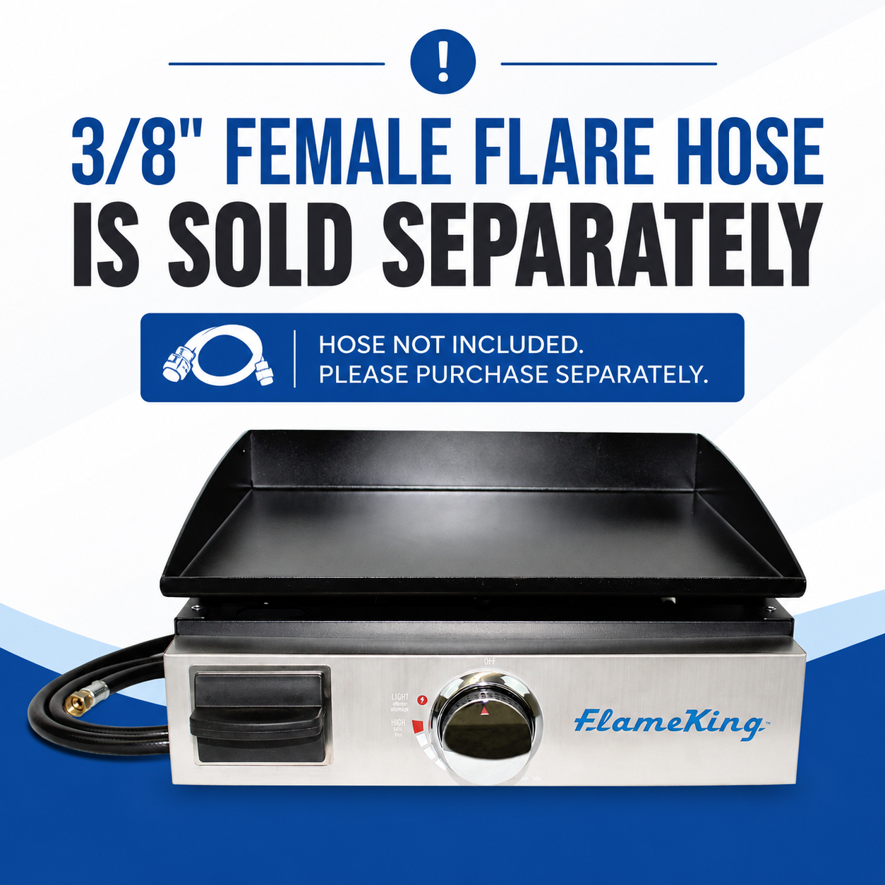 Flame King 17 inch LP Griddle with Small Regulator for RV pullout