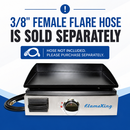 Flame King 17 inch LP Griddle with Small Regulator for RV pullout