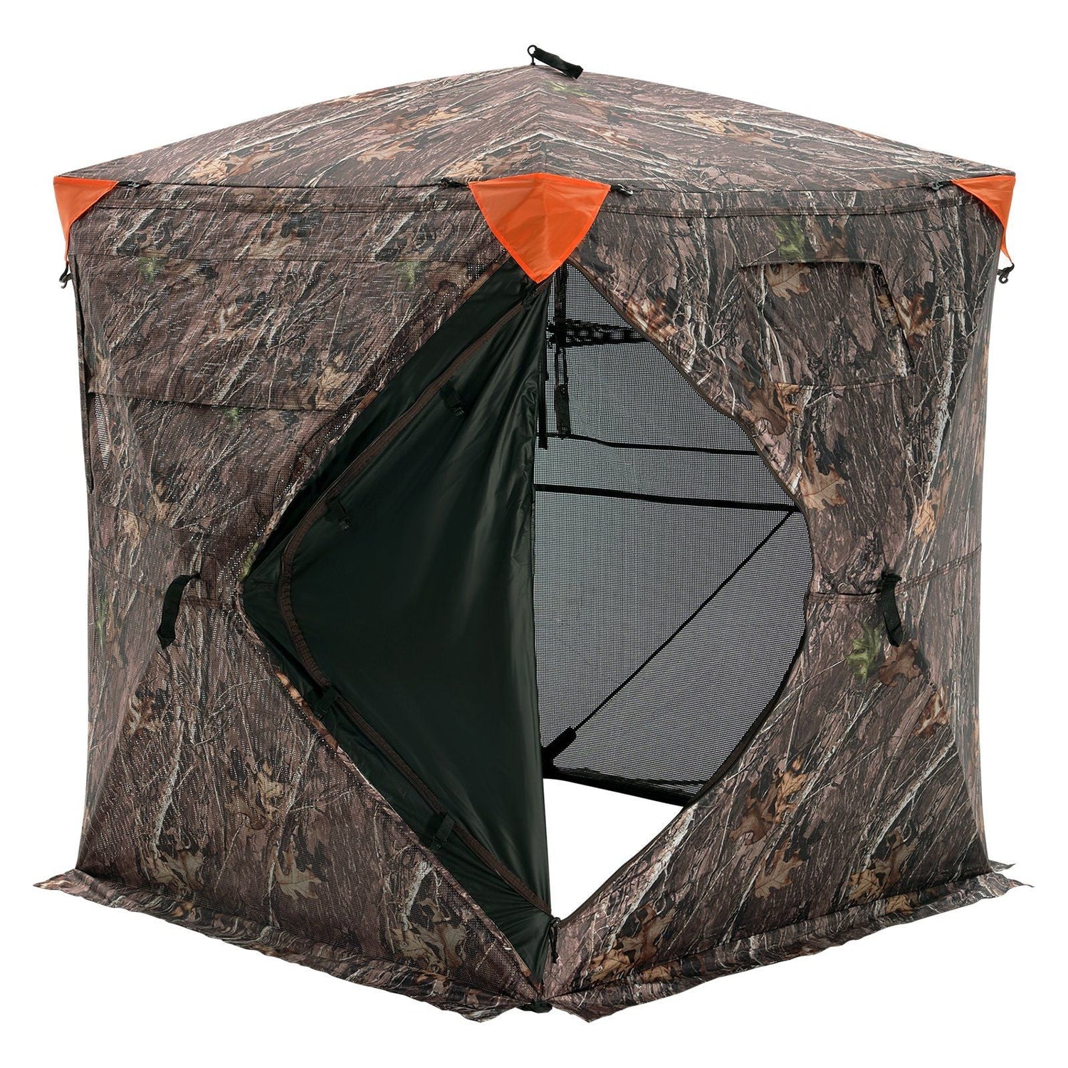 Hunting Blind, 270° See Through Ground Blind, 1-2 Person Pop Up Deer Blind for Hunting with Carrying Bag, Portable Resilient Hunting Tent, One-Way See-Through Mesh for Turkey and Deer Hunting