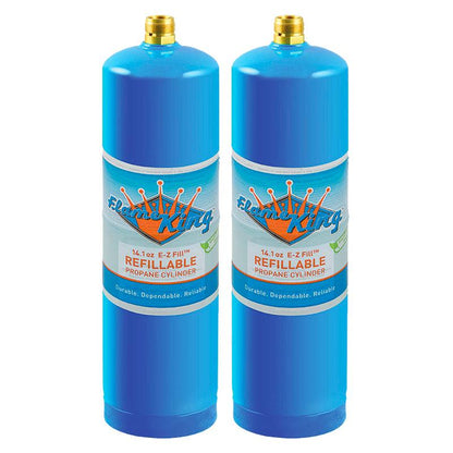 Flame King 1lb Refillable Propane Tank Welding LP Cylinder 14.1 - 2 Pack Eco Friendly Sustainable Tank