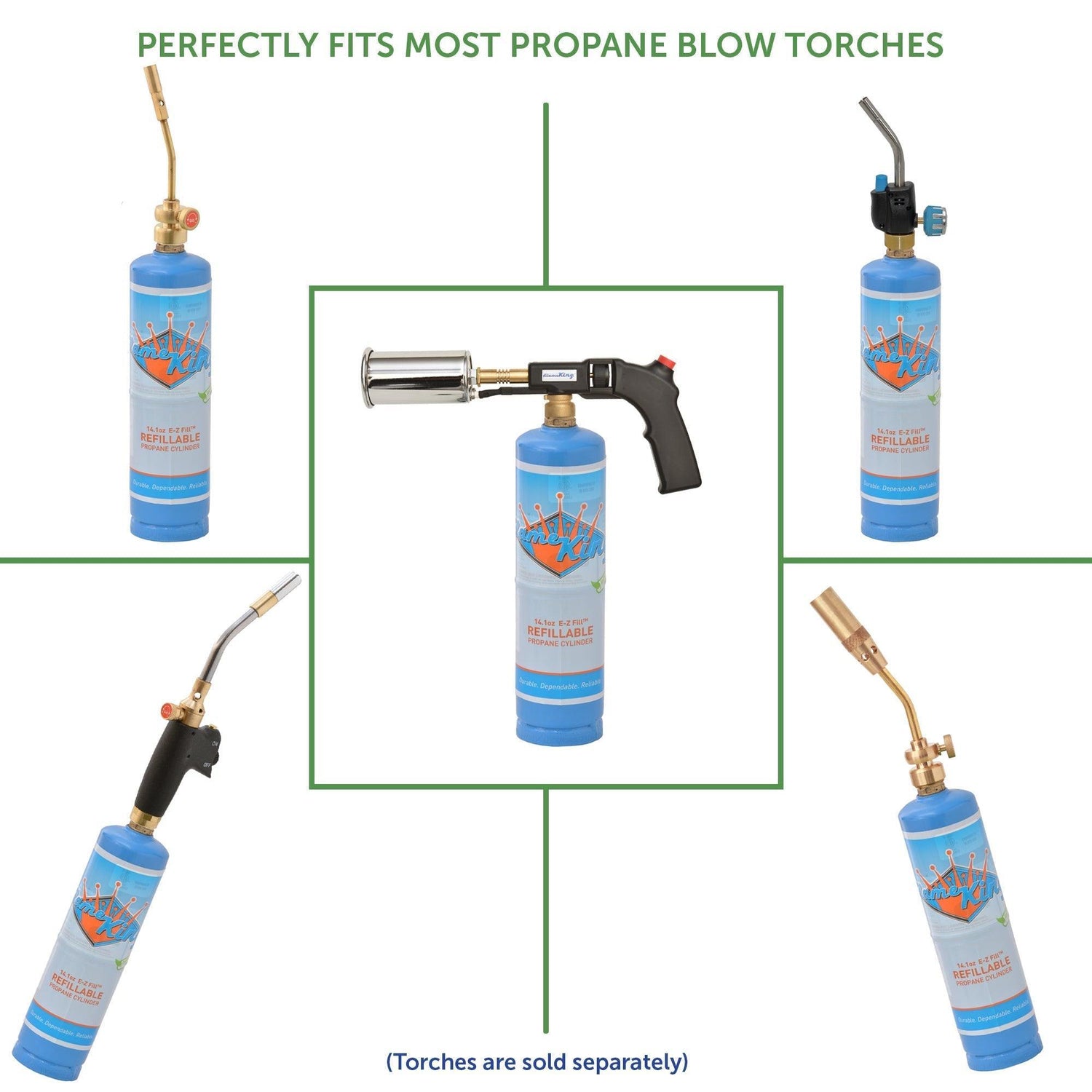Flame King 1lb Refillable Propane Tank Welding LP Cylinder 14.1 - 2 Pack Eco Friendly Sustainable Tank