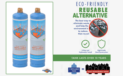 Flame King 1lb Refillable Propane Tank Welding LP Cylinder 14.1 - 2 Pack Eco Friendly Sustainable Tank