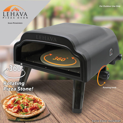 Flame King Outdoor Portable 14-inch Propane Pizza Oven Gas 360 Degree Rotating Stone