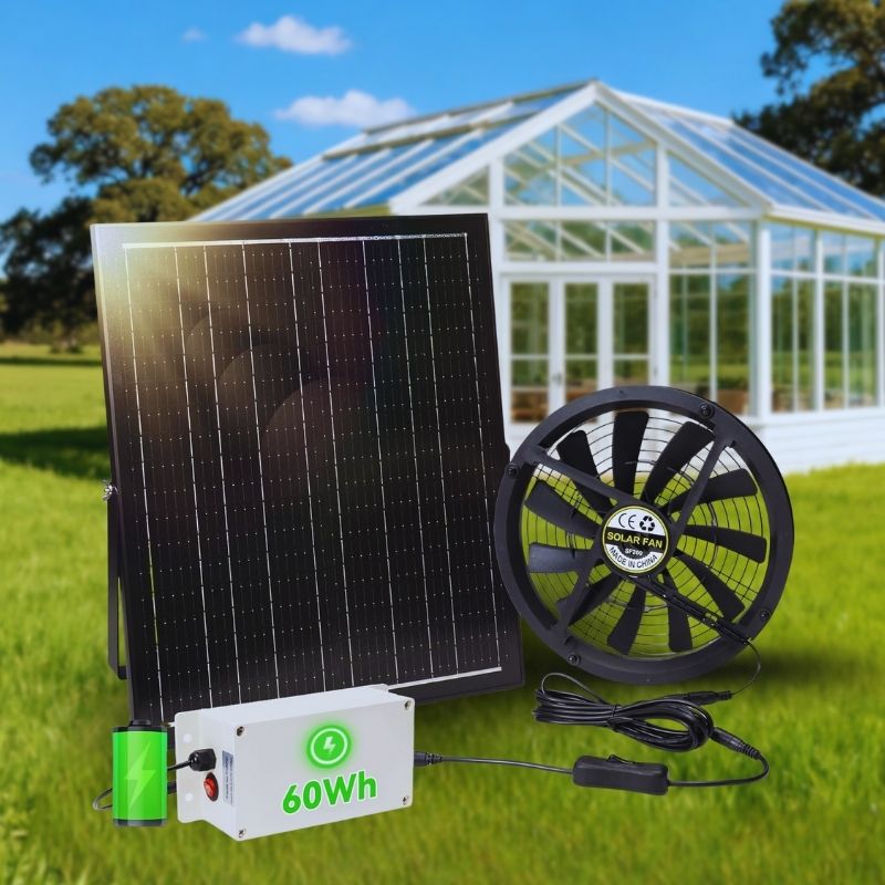 10" Solar Exhaust Intake Fan with Battery&amp;42W Solar Panel