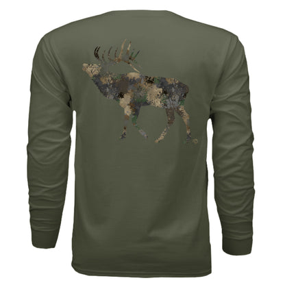 Forest Splash Burst Camo Elk Long Sleeve T-Shirt
