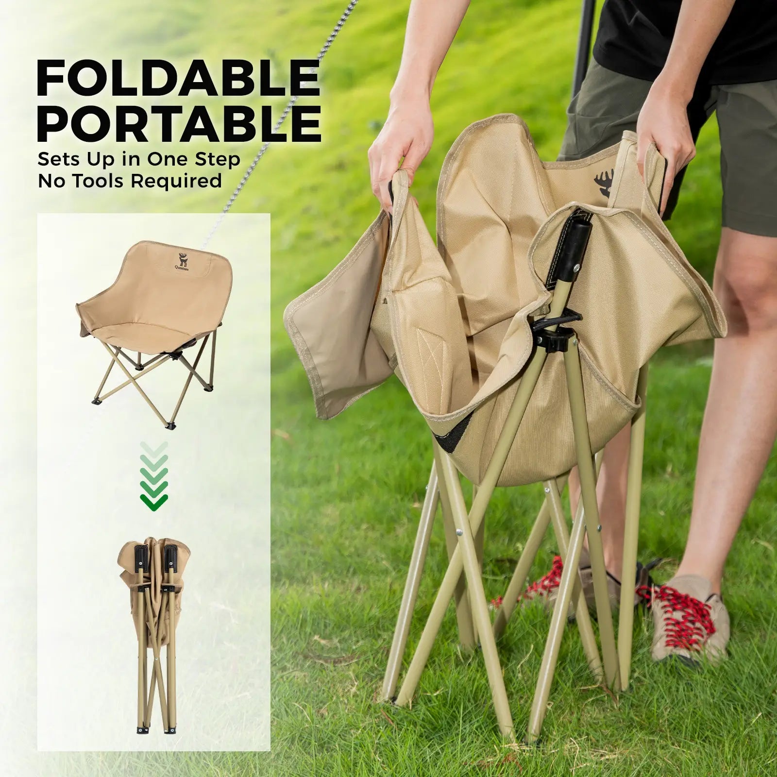 Folding Carbon Steel Camping Chair - Adult &amp; Kids Sizes