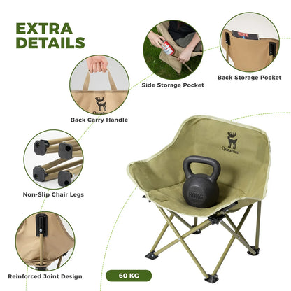 Folding Carbon Steel Camping Chair - Adult &amp; Kids Sizes