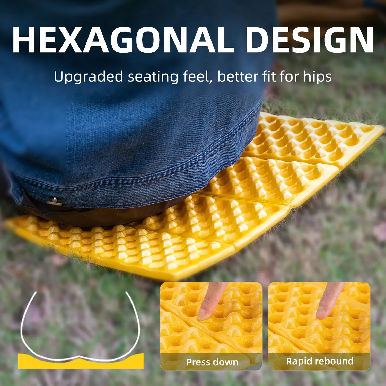 Folding Seat Pad Mat with Foam for Hiking &amp; Camping,  Lightweight &amp; Portable