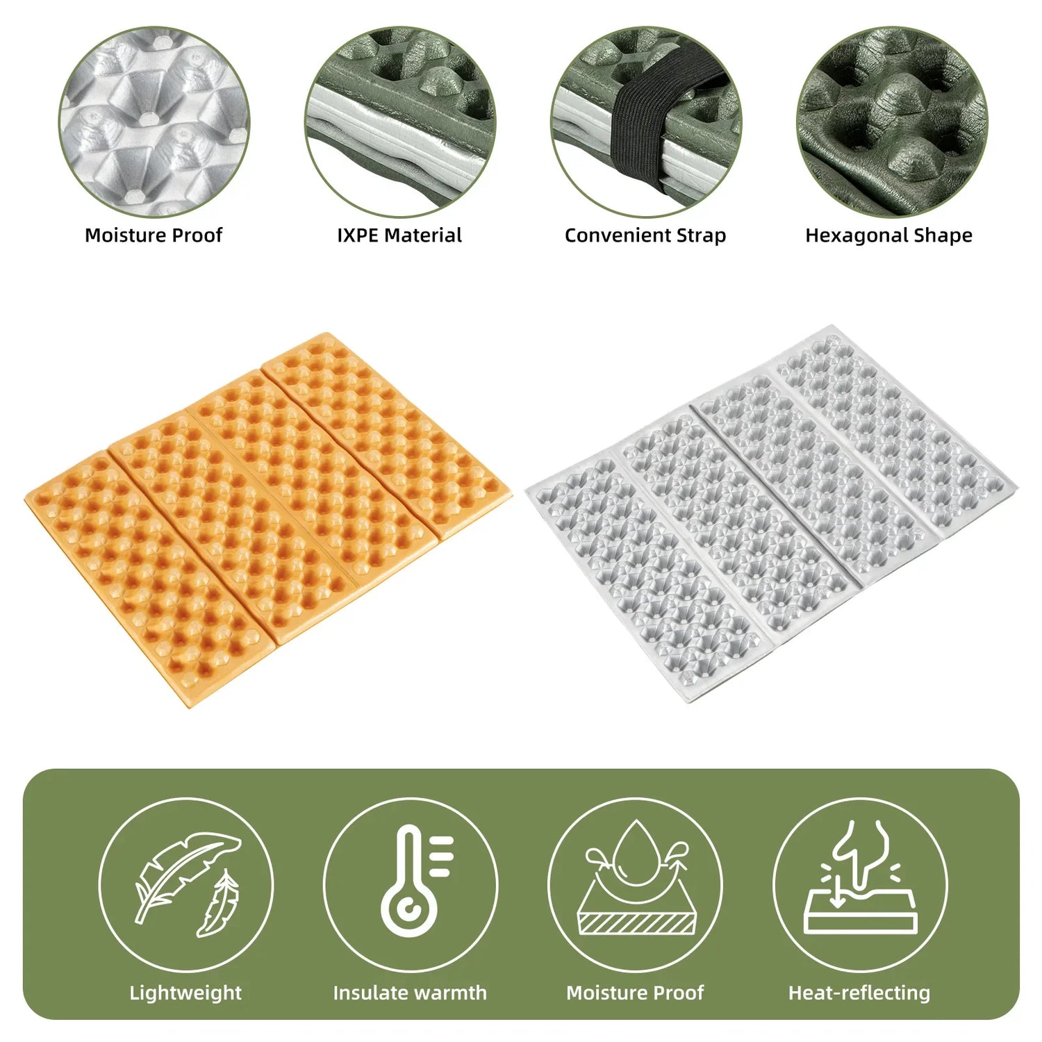 Folding Seat Pad Mat with Foam for Hiking &amp; Camping,  Lightweight &amp; Portable