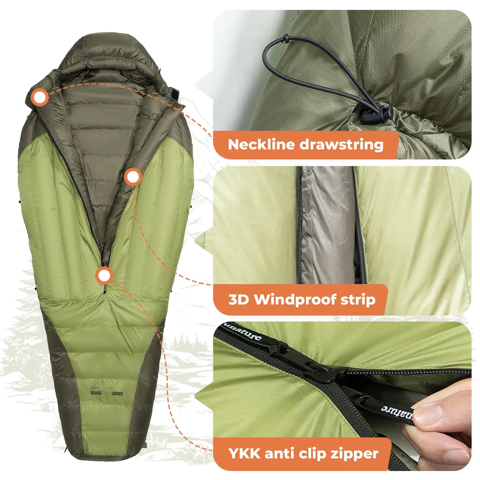 650 Fill Power Mummy Mixed Down Waterproof Sleeping Bag for Backpacking &amp; Camping Hiking 23F