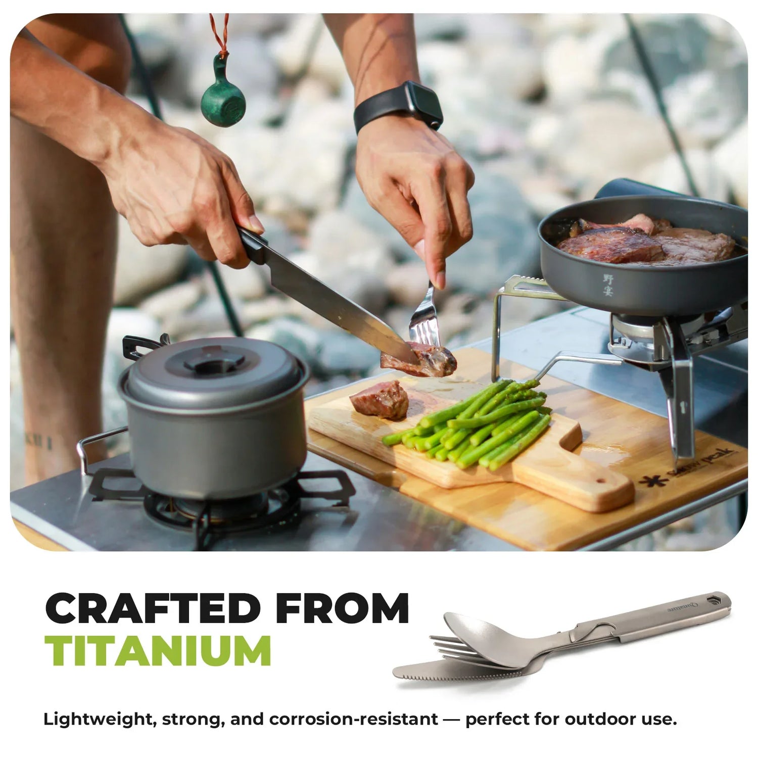 Lightweight Titanium 4-Piece Tableware Set