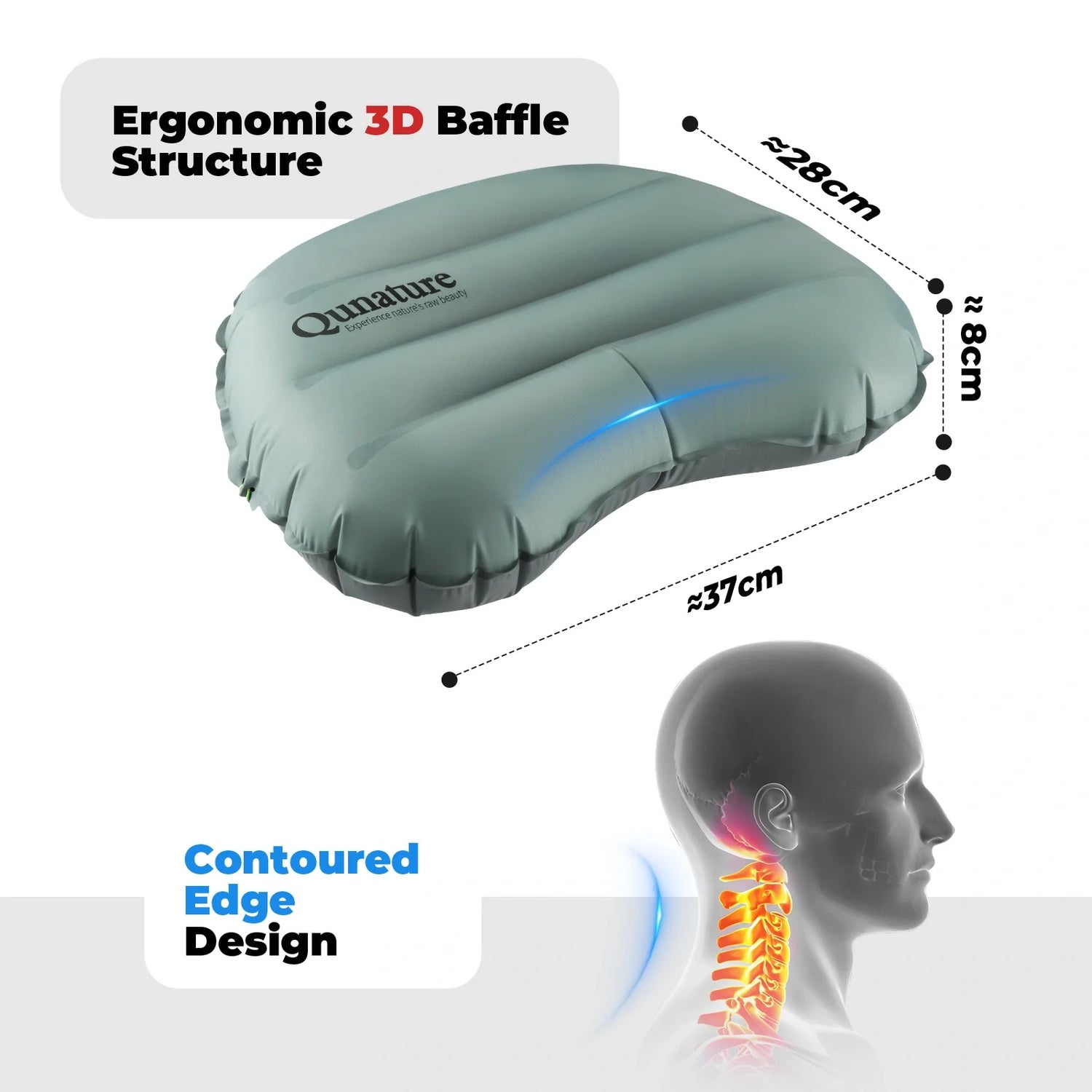 Ultralight Inflatable Camping Pillow for Neck Lumbar Support &amp; Hiking Sleeping