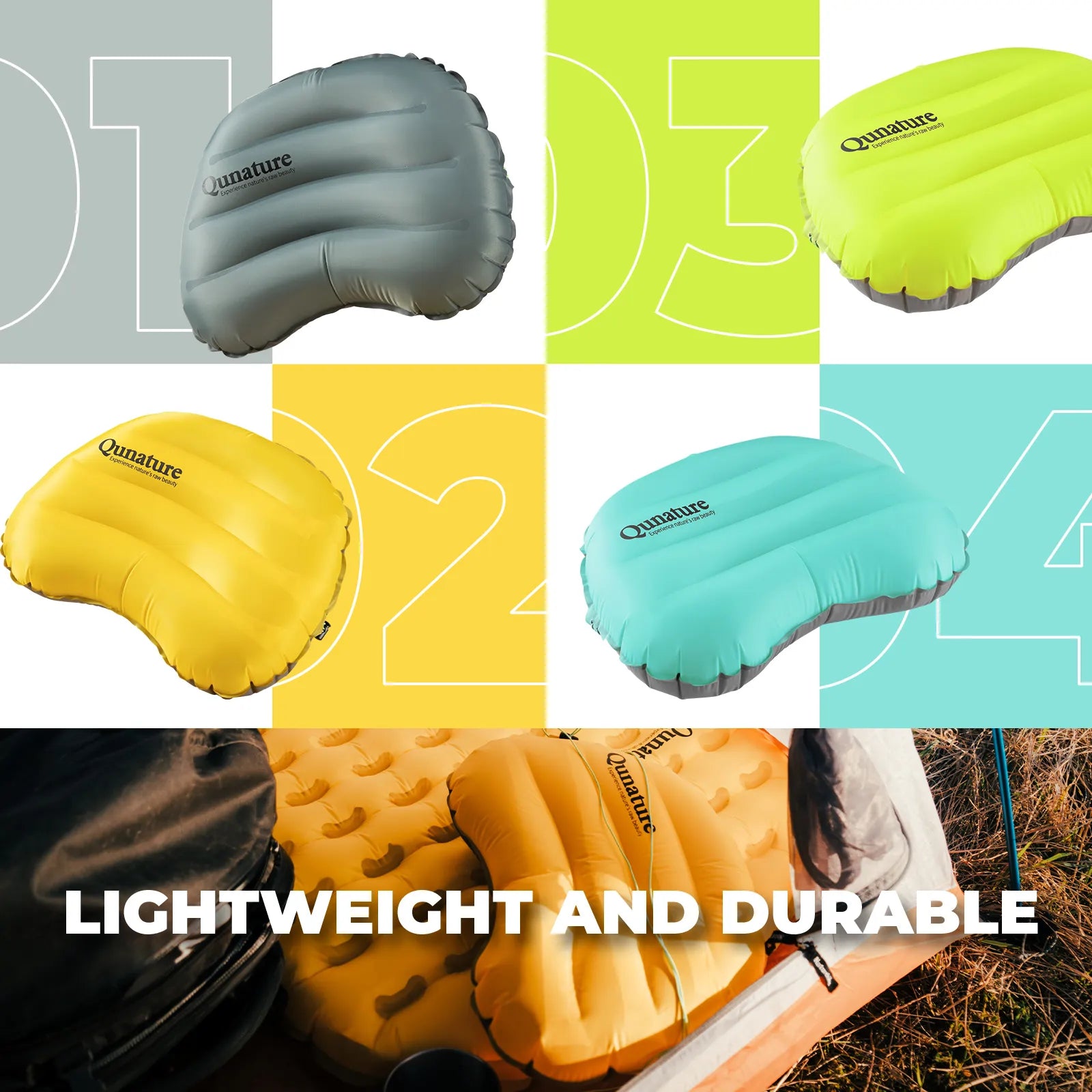 Ultralight Inflatable Camping Pillow for Neck Lumbar Support &amp; Hiking Sleeping