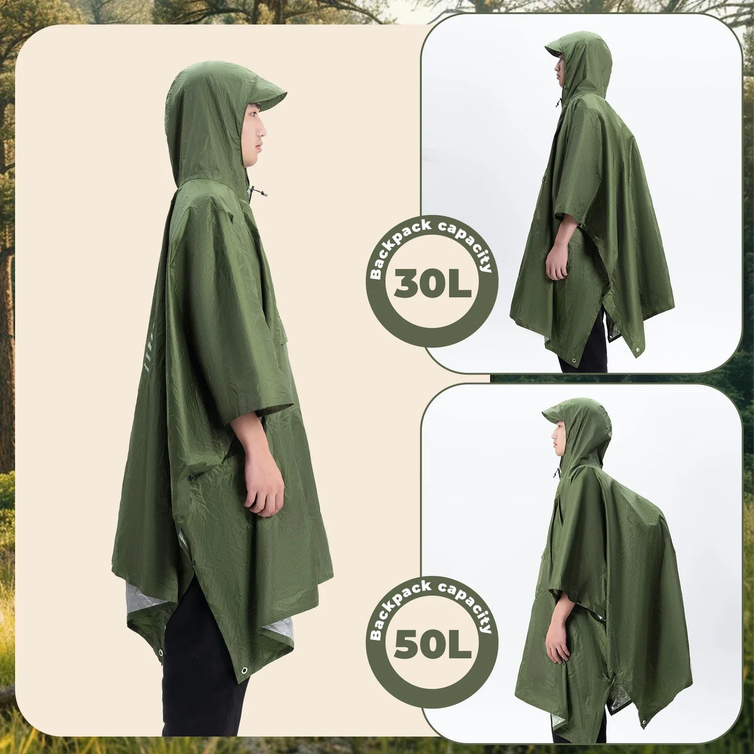 Unisex Waterproof Raincoat with Pocket for Hiking Outdoor