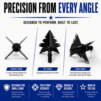 TOTA | 100 Grain Broadhead |Small Game and Turkey | Fixed Blade