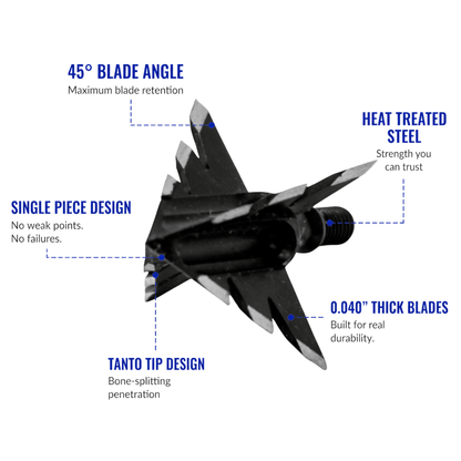 TOTA | 100 Grain Broadhead |Small Game and Turkey | Fixed Blade