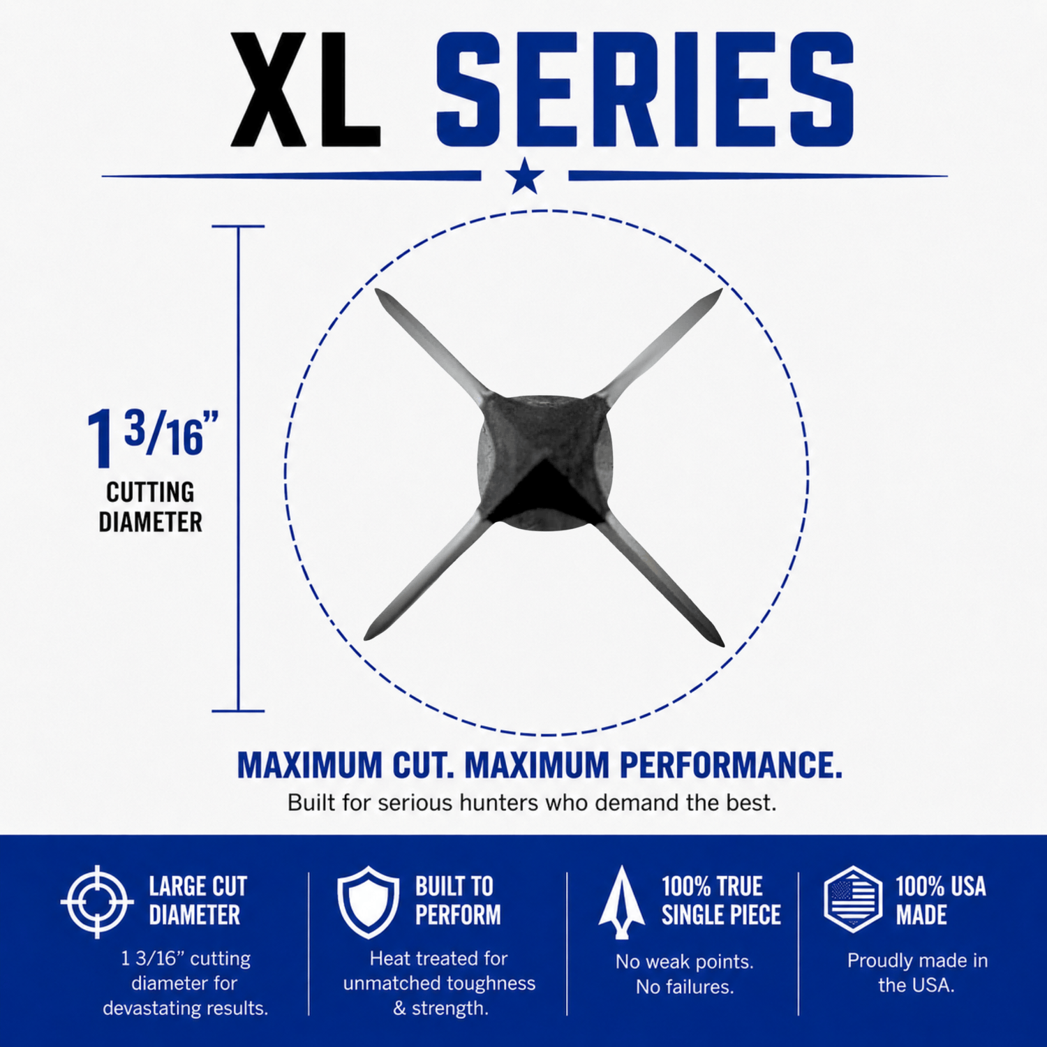 TOTA | 175 grain XL broadhead | 1-3/16-inch solid | fixed blade