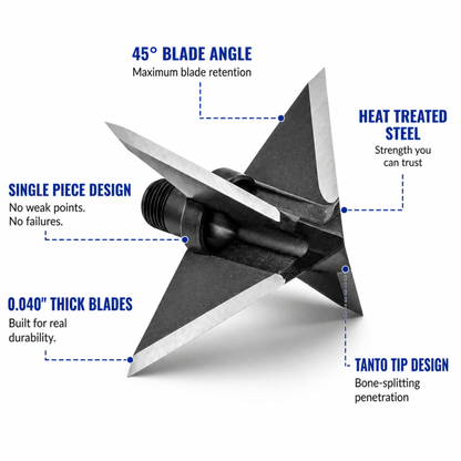 TOTA | 100 grain XL broadhead | 1-3/16-inch solid | fixed blade