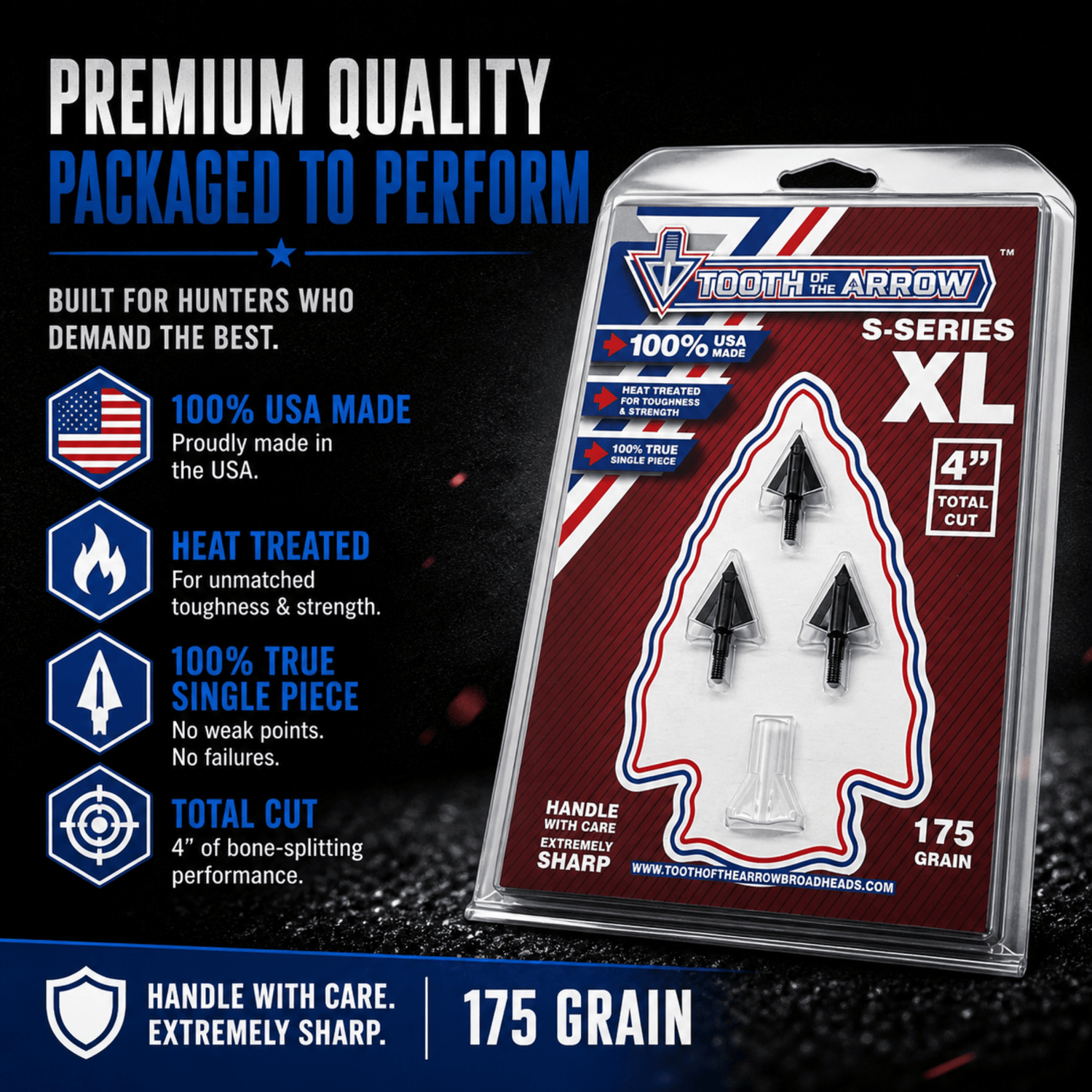TOTA | 175 grain XL broadhead | 1-3/16-inch solid | fixed blade